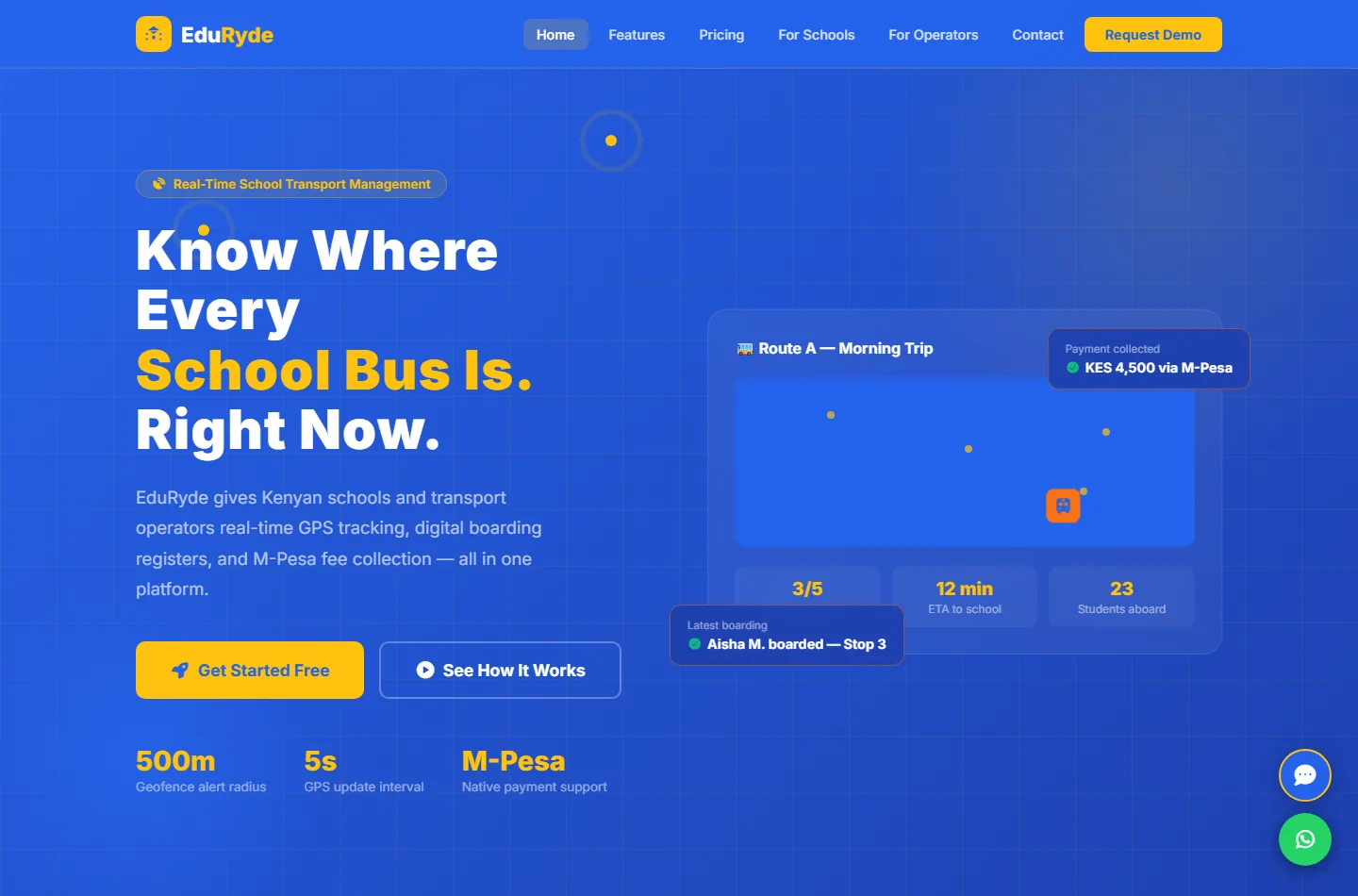 EduRyde homepage preview
